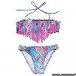 DarkCom Girls Tie Back Halter Tankini Set Two Pieces Bathing Suit Swimwear Style 3 Flower Tassel Pink B07M9V94B2